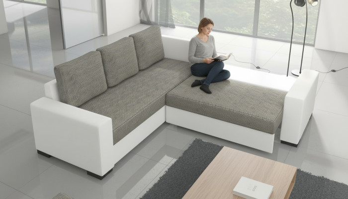 Design Schlafsofa Sofa Polster Wohnzimmer Ecksofa Sitz Couch Stoff Garnitur