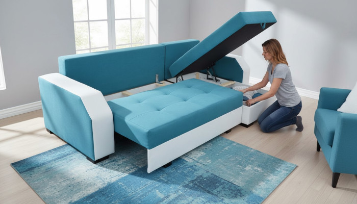 Design Ecksofa Bettfunktion Couch Leder Textil Polster Sofas Couchen Sofa Aris