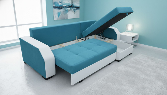 Design Ecksofa Bettfunktion Couch Leder Textil Polster Sofas Couchen Sofa Aris