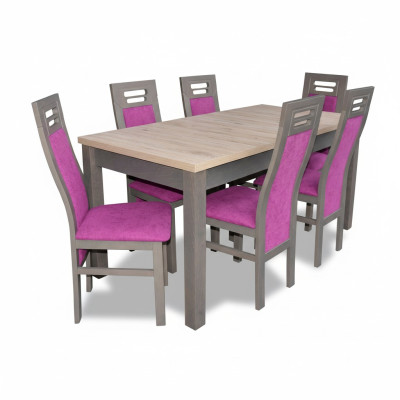 Moderne Esszimmer Holz Tisch Stuhl Garnitur Komplett Set 7 teiliges Set