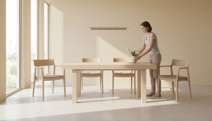 Ausziehbarer Design Holztisch Dekor Tisch Ess Wohnzimmer Holz Tische Massiv