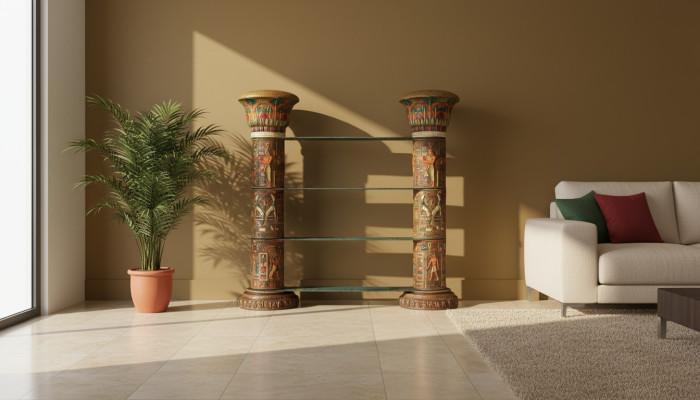 Regal Glas Vitrine Ägyptische Regale Vitrinen XXL Säulen 180cm Säule Ägypten Neu