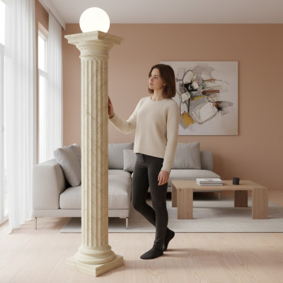 Design Säulenlampe Lampe Leuchte Lampenschirm Dekolampe Säule Stehlampe 6855 Neu