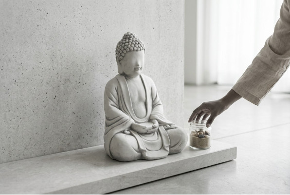 Buddha Skulptur in Steinoptik. Große Skulptur für Garten Figur Dekorative