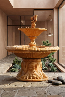 Springbrunnen Garten Teich Brunnen 190 cm  Steinbrunnen Gartenbrunnen Fontaine Neu