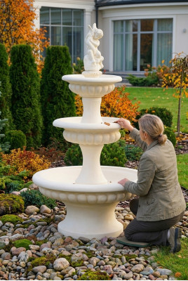 Zierbrunnen Springbrunnen 186cm Skulptur Brunnen Deko Garten Fontaine Teich Neu