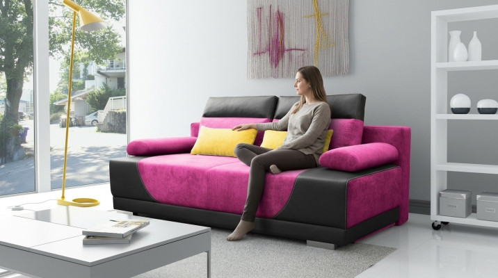 Schlafsofa Stoff Neu Garnitur Bettfunktion 3 Sitz Sofa Couch Textil Polster