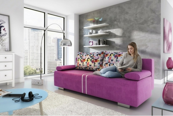 Schlafsofa Stoff Sofa Couch Textil Polster Neu Garnitur Bettfunktion 3 Sitz