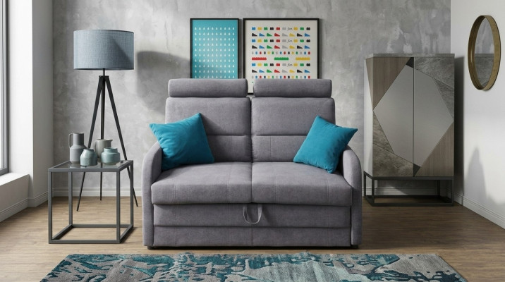 2 Sitz Sofa Couch Sofas Textil Polster Stoff Garnitur Bettfunktion Schlafsofa