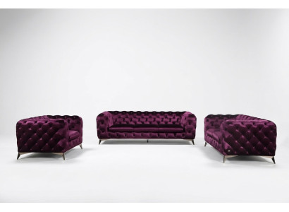 Chesterfield Italienische Sofa 2x Einsitzer Couch Set Polster Set Neu 1+1 Sitz