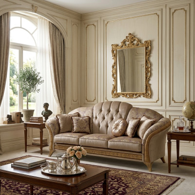 Edle Designer Sofa Couch 2 Sitzer Polster Sofas Textil Jugendstil arredoclassic™