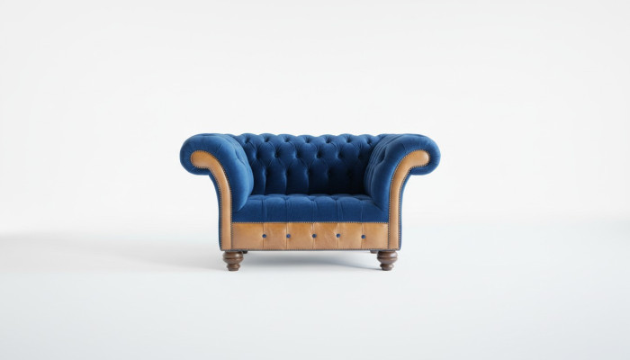 Chesterfield Textil Polster  Sessel 1 Sitzer Sofas Design Luxus Stoffsofas
