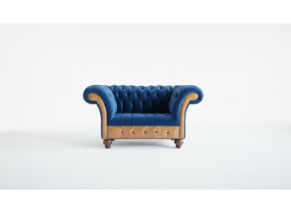 Chesterfield Textil Polster  Sessel 1 Sitzer Sofas Design Luxus Stoffsofas