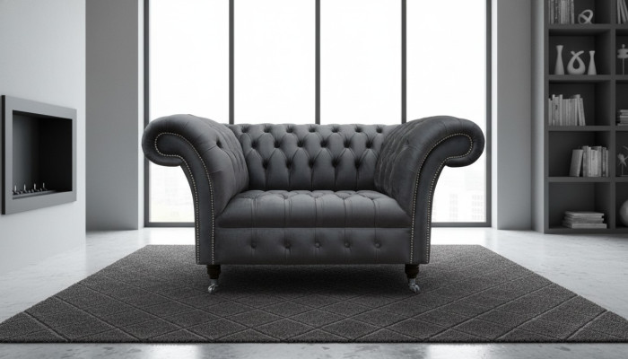 Chesterfield Design Sofa 1 Sitzer Couch Polster Luxus Klassische Textil Couchen