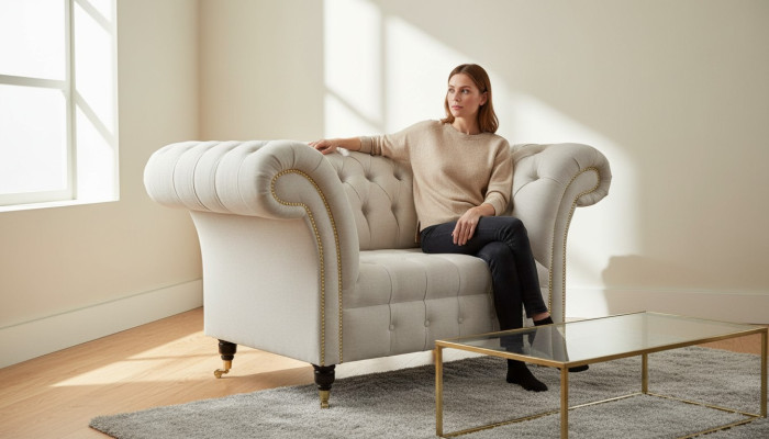 Chesterfield Design Sofa Sessel Couch Polster Luxus Textil Couchen 1 Sitzer #112