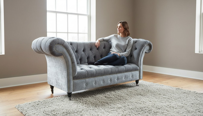 Design Chesterfield Stoff Couch Chaise Lounge Polster Neu Chaiselongues Sofas