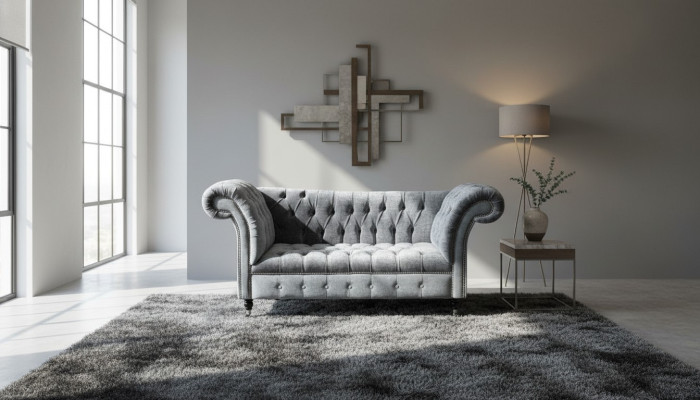 Design Chesterfield Stoff Couch Chaise Lounge Polster Neu Chaiselongues Sofas