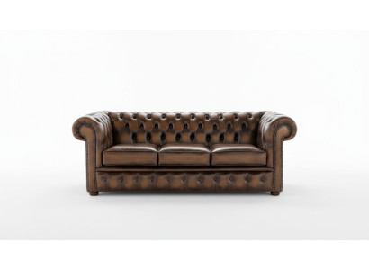 Chesterfield 3 Sitzer Polster Couch Antik Stil Leder Textil Stoff Sofa Couchen