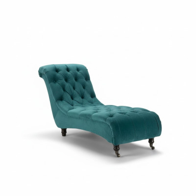 Chesterfield Samt Chaise Lounge Designer Sofa Club Liege Textil Stoff Polster