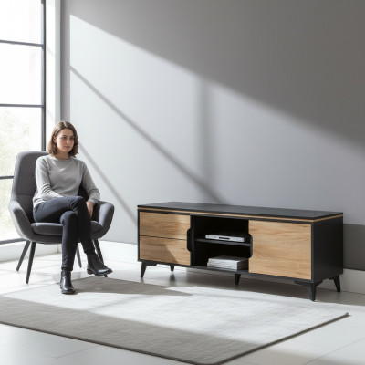 TV-Lowboard Gappa TV-Tisch TV-Schrank Modern Wohnzimmer Kollektion Walnuss