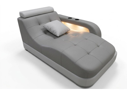 Designer Leder Chaiselongues Modern Grau Liege Ottomane Sofa Echtes Leder Relax
