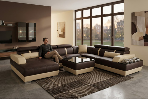 Ledersofa Wohnlandschaft Eck Garnitur Design Modern Sofa Dekorative U-Form