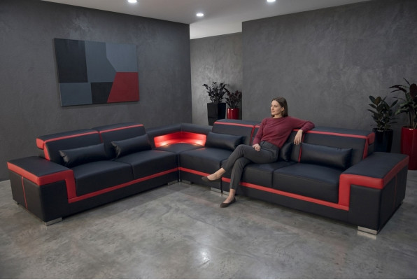 XXL Couch Ecke Ledersofa Wohnlandschaft Garnitur Design Modern Sofa LForm G8020B