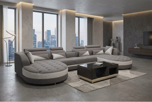 Eck Sofa Polster Couch Sitz Garnitur Moderne U Form Wohnlandschaft Ecke Leder