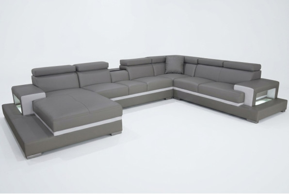 Design Leder Polster Sitz Zimmer Wohn Sofa Eck Sofas Couch Designer Garnitur XXL