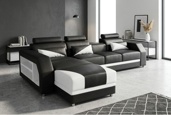 Design Leder Polster Sitz Zimmer Eck Wohn Sofa Couch Garnitur Designer
