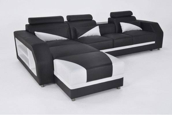 Design Leder Polster Sitz Zimmer Eck Wohn Sofa Couch Garnitur Designer