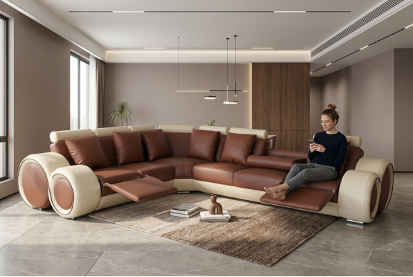 Design Leder Polster XXL Sitz Zimmer Sofa Couch Designer Eck Garnitur