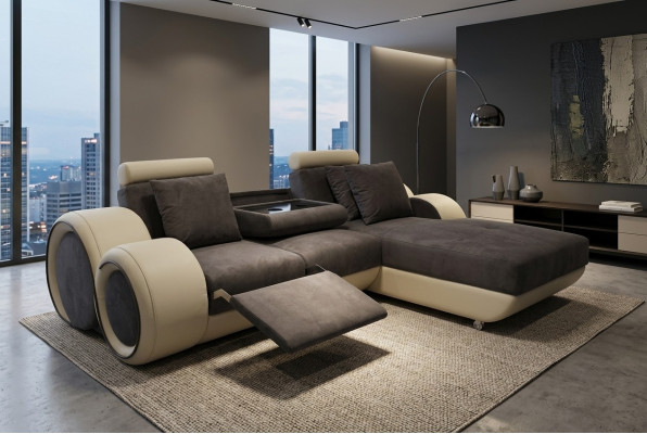 Design Couch Eck Sofa Leder Eck Garnitur Ecke Landschaft Polster L Form
