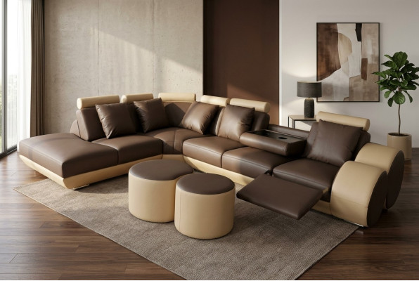 XXL Couch Big Eck Sofa Leder Eck Garnitur Ecke Landschaft Polster Wohn L Form
