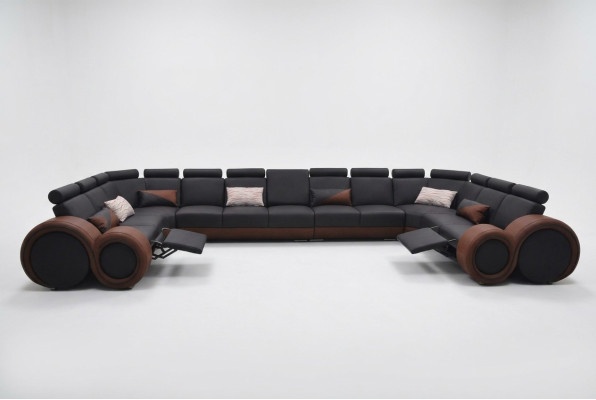 XXL Couch Big Eck Sofa Leder Eck Garnitur Landschaft Ecke Polster Wohn
