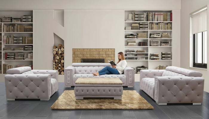 Couch Set Garnitur Polster Leder Design Chesterfield Sofagarnitur 3+2 Sitzer Neu