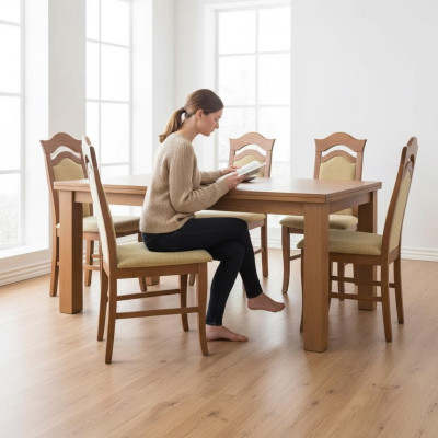 Esszimmer Gruppe Design Stuhl Garnitur 4x Stühle Lehn Sitz Polster Massiv