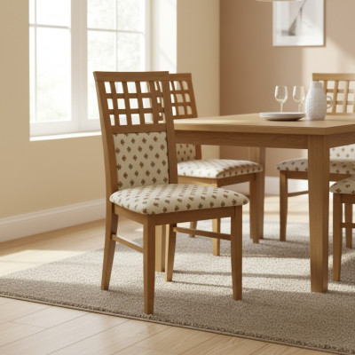 Gepolsterte Esszimmer Stühle 6x Stuhl Gruppe Stühle Garnitur Textil Stoff Holz