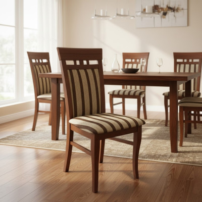 Design Stuhl Set 4x Sessel Holz Textil Polster Stühle Gastro Stoff Esszimmer