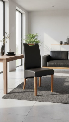 Design Sessel Polster Set 4x Stuhl Holz 100% Leder Stühle Gastro Esszimmer