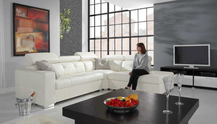 Design Ecksofa Wohnlandschaft Polster Eck 100% Leder Sofa Couch Sitz