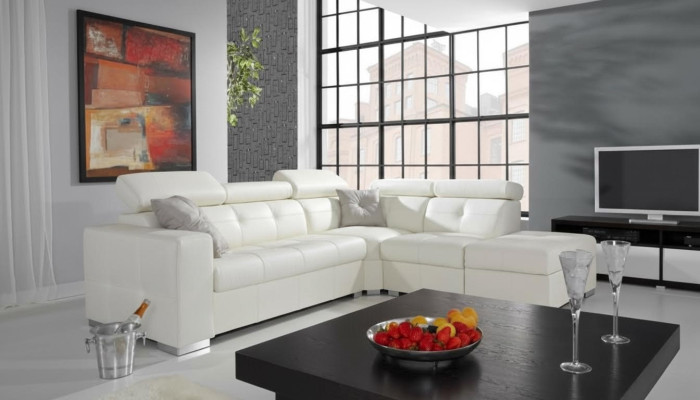 Design Ecksofa Wohnlandschaft Polster Eck 100% Leder Sofa Couch Sitz
