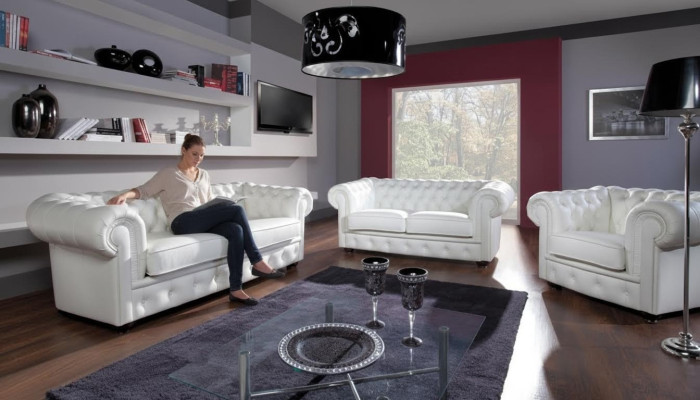 Klassische Chesterfield Couch 3+1 Sitzer Set Sofa Garnitur Samt Garnituren