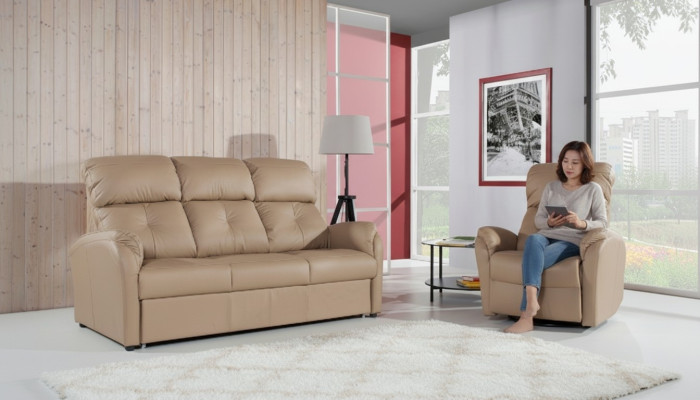 Sofagarnitur 3+2+1 Sitzer Set Sofa Polster Couch Leder Relax Elektrischer