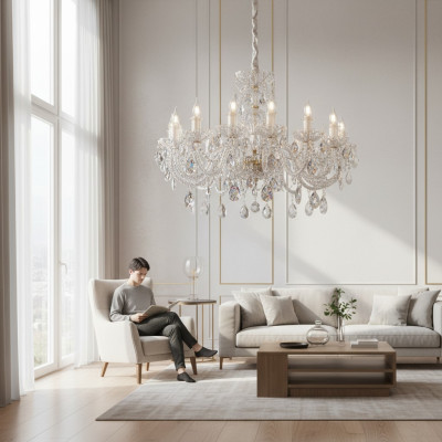 Klassischer Leuchte Lampe Kronleuchter Decken Beleuchtung Kristall Neu Bohemia