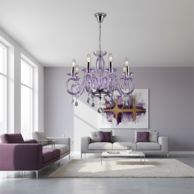 Bohemia Modern Leuchte Decken Leuchte Leuchter Kristall Lila Lampe Kronleuchter