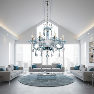 Design Kronleuchter Bohemia Decken Leuchte Blaue Kristall Lampe Lampen Leuchten
