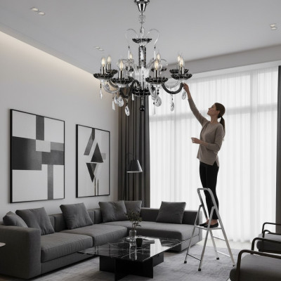 Kronleuchter Bohemia Decken Leuchte Schwarze Kristall Lampe Lampen Leuchten Neu
