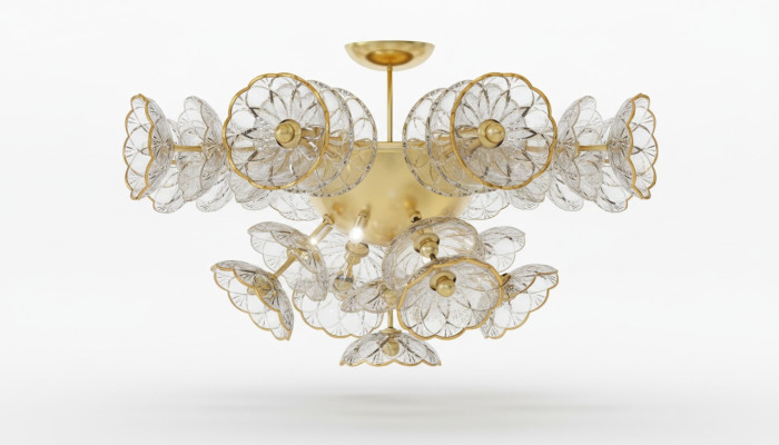 Design Kronleuchter Bohemia Decken Leuchte Gold Kristall Lampe Lampen Leuchten