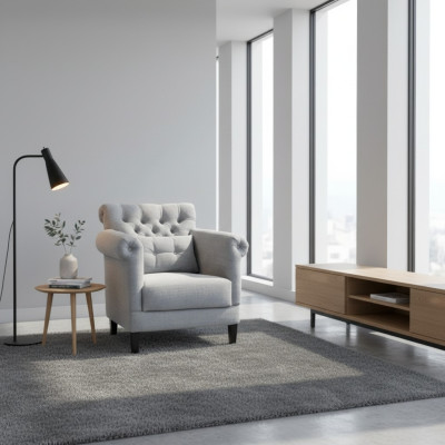 Sessel Club Lounge Designer Stuhl Polster Sofa 1 Sitzer Relax Fernseher Grau